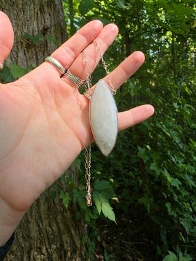 Sterling Silver White Marquise Pendant Necklace